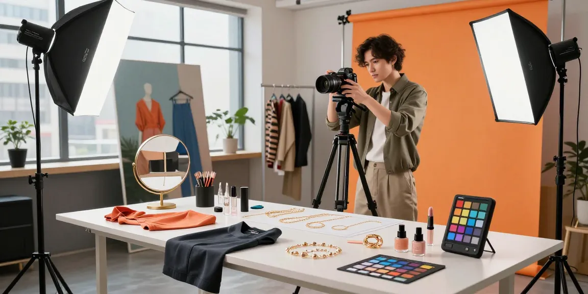 Fotografo di Prodotti in uno studio a Milano mentre cattura immagini di moda e gioielli