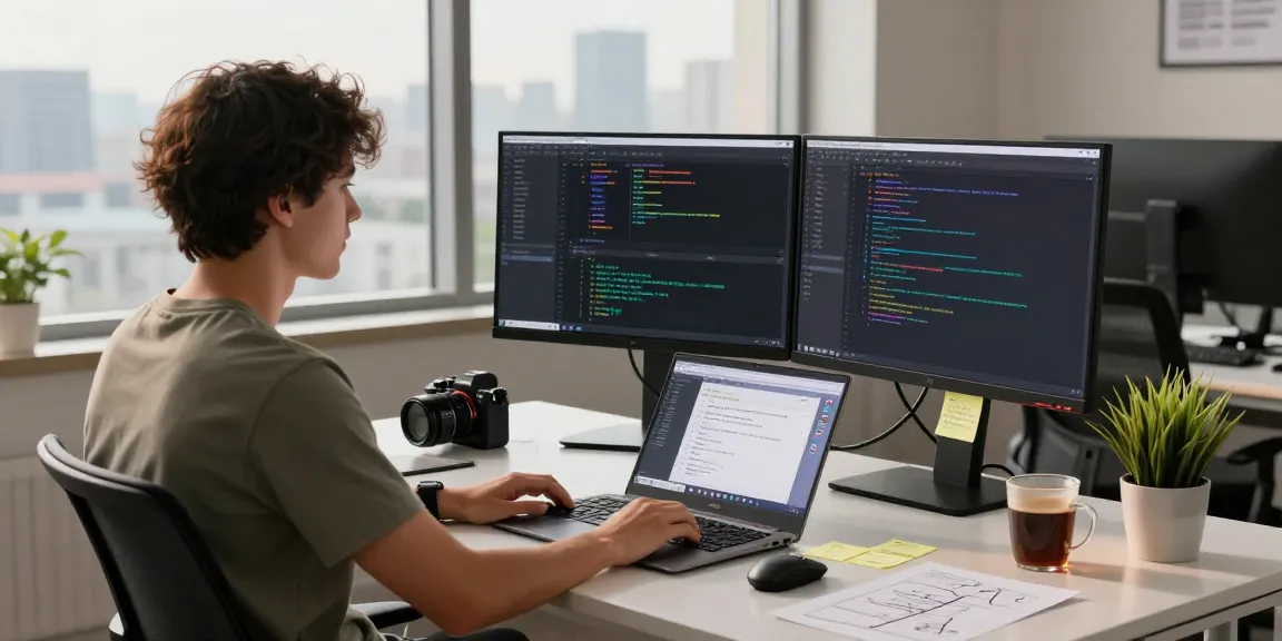 Developer working on 纸飞机中文版 software at a modern workspace.