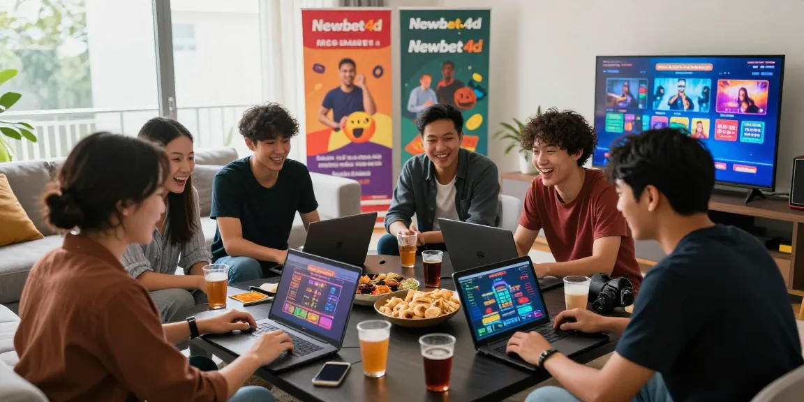Friends enjoying online betting strategies for newbet4d in a lively living room setting.