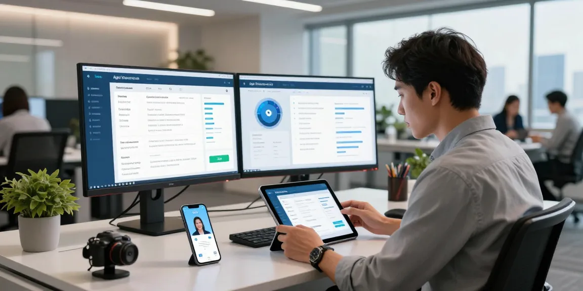 Implementing an age verification system with biometric data analysis in a modern tech office.