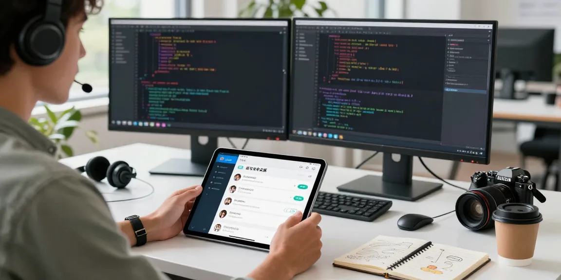 Engaging with the 纸飞机中文版 app in a modern workspace with tech elements and a collaborative atmosphere.