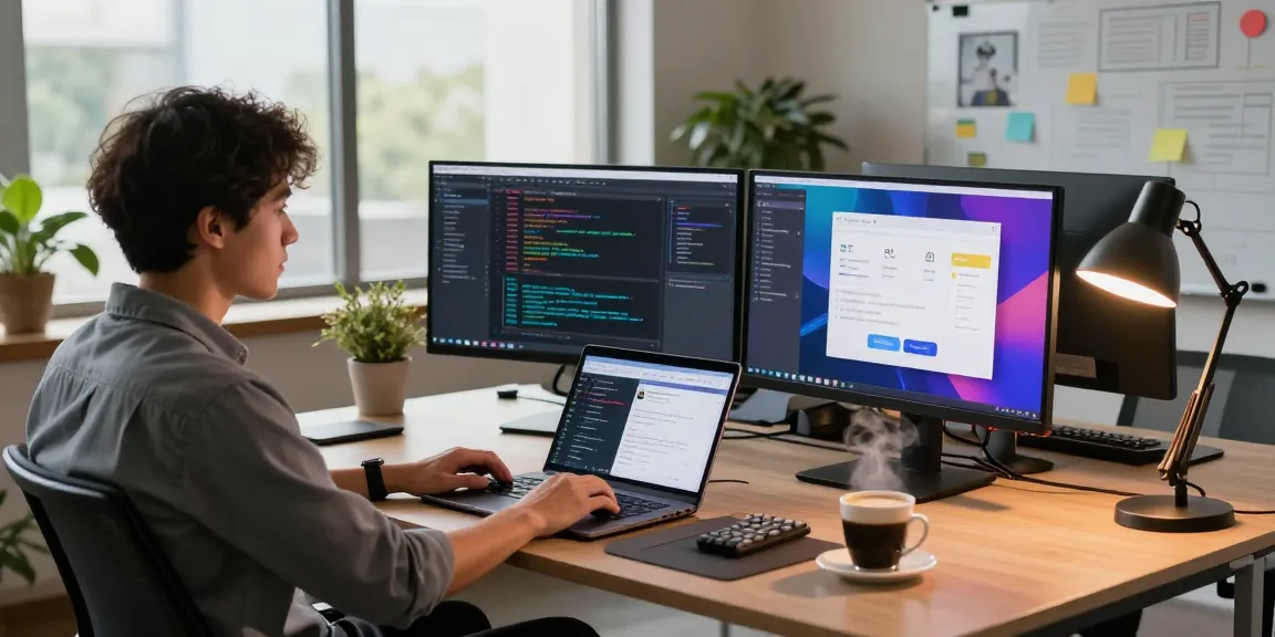 Developer engaging with openclaw AI on multiple screens in a modern workspace.