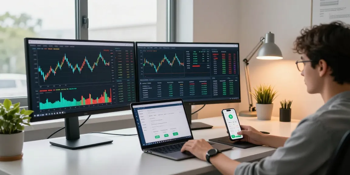 Cricbet99 trading scene showcasing cryptocurrency market analysis and DeFi dashboard in a modern office.