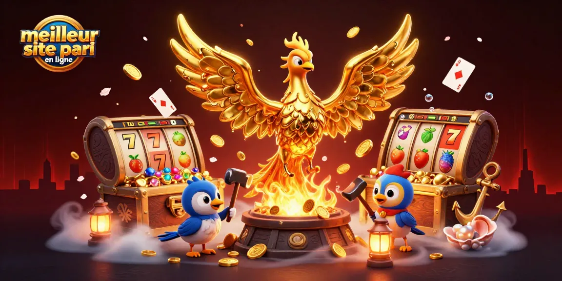 Découvrez le meilleur site de paris en ligne avec une illustration unique d'un phoenix doré dans un univers de jeux