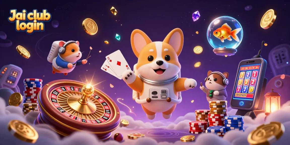 Engage in exciting games with Jai club login as a 3D corgi navigates a casino space station.