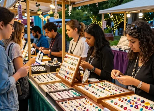 Customers exploring high-quality gemstones at https://www.mygemspot.com vibrant marketplace.